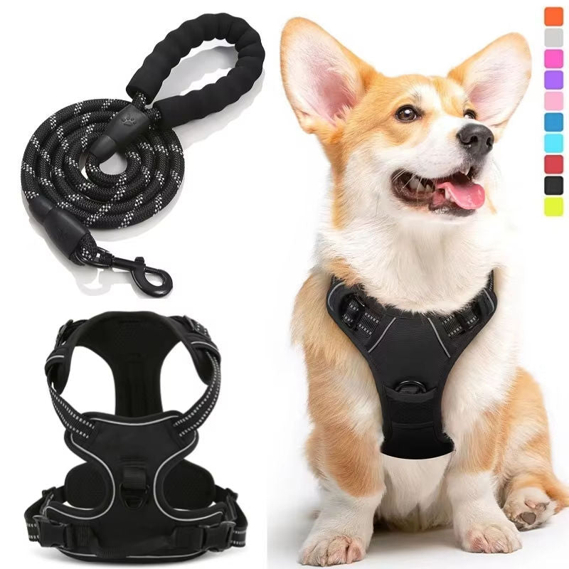 Reflective Dog Harness Breathable Luxury Dog Harness and Leash Set Durable Tactical No Pull Dog Harness Vest Waverit