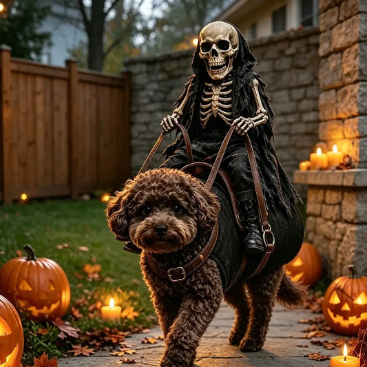 Headless Horseman Pet Halloween Costume – Spooky 3D Rider Outfit for Small Dogs & Cats Waverit