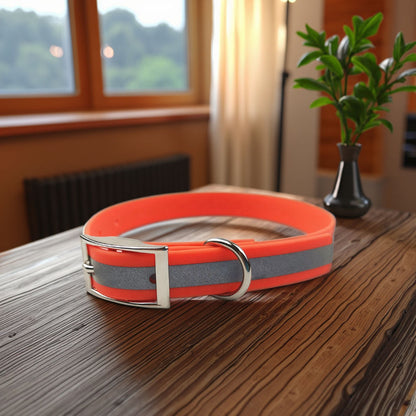 Waterproof Reflective PVC Coated Dog Collar Solid Pattern with Lace Decoration Waverit