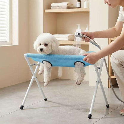 Portable Foldable Hands Free Stainless Steel Frame Breathable Mesh Support Pet Shower Rack Cat Dog Bathing Stand for Bathing Waverit