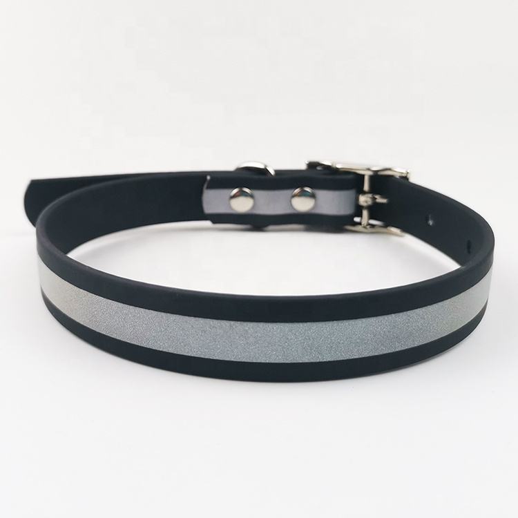 Waterproof Reflective PVC Coated Dog Collar Solid Pattern with Lace Decoration Waverit