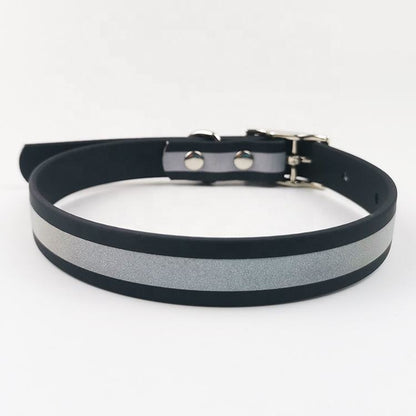 Waterproof Reflective PVC Coated Dog Collar Solid Pattern with Lace Decoration Waverit