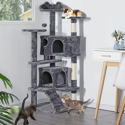 Large Size Wooden Pet Cat Tree Scratcher House Tower Condo Cat Tree Waverit