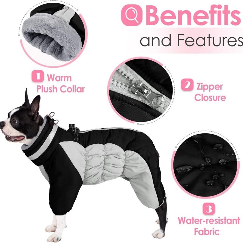 Reflective Dog Coat – Waterproof High Neck Winter Jacket with Harness Opening & Full Coverage Waverit