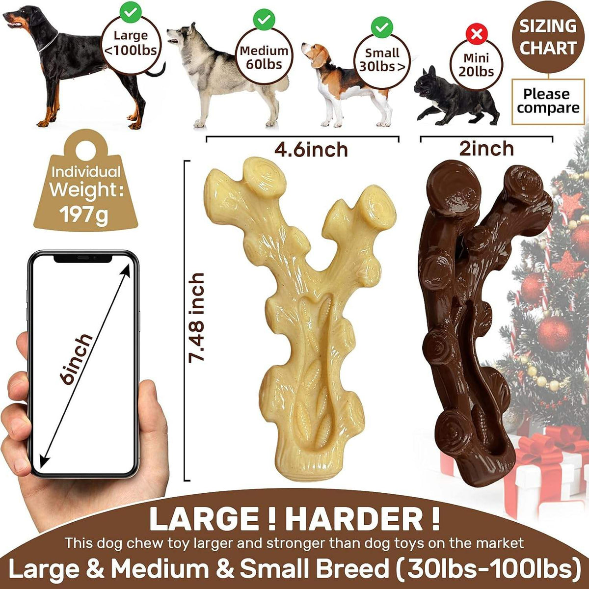 2 Pack Dog Chew Toys for Aggressive Chewers Boredom and Stimulating Best Dog Toys Waverit