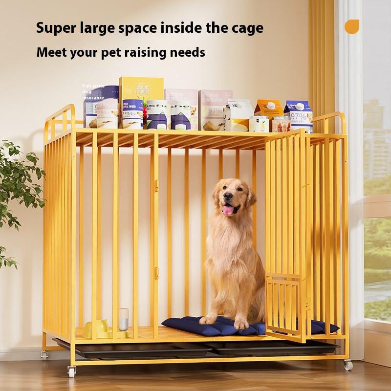 Heavy Duty Indestructible Dog Crate Kennel Metal Double Door with Wheels Small Medium Large Dog House Waverit