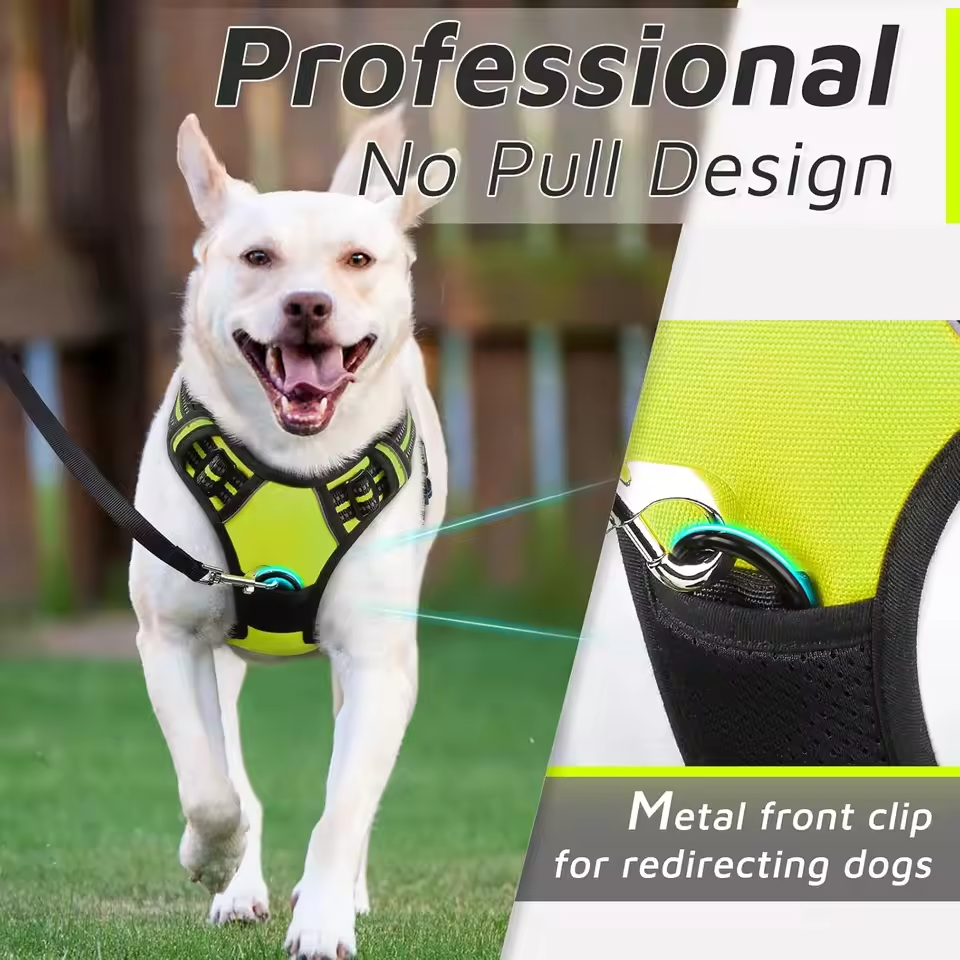 No Pull Dog Harness – Reflective Breathable Adjustable Vest for Walking & Training Waverit