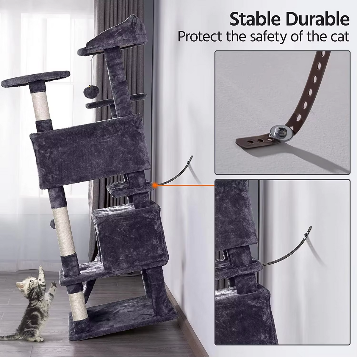 Large Size Wooden Pet Cat Tree Scratcher House Tower Condo Cat Tree Waverit