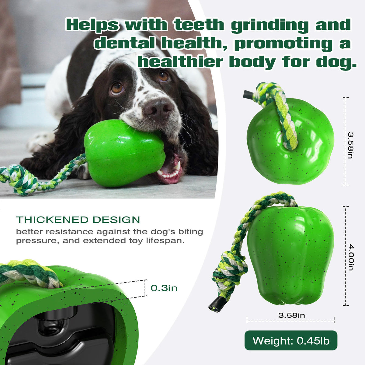 Plastic Squeaky Apple Dog Toothbrush Durable Chew Toy for Teething Waverit