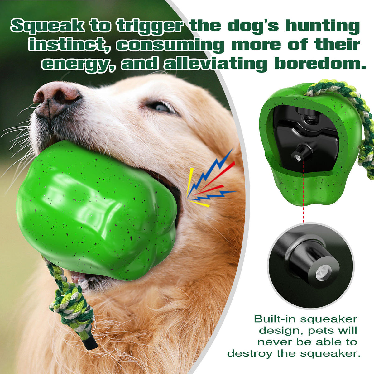 Plastic Squeaky Apple Dog Toothbrush Durable Chew Toy for Teething Waverit