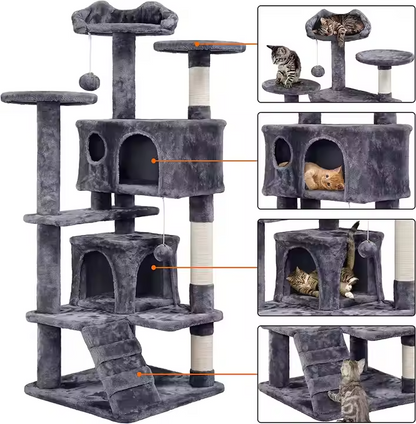 Large Size Wooden Pet Cat Tree Scratcher House Tower Condo Cat Tree Waverit