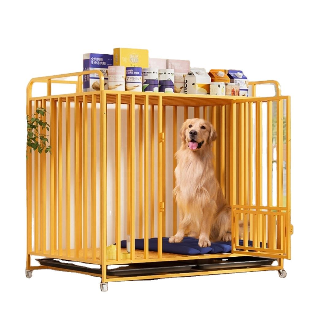 Heavy Duty Indestructible Dog Crate Kennel Metal Double Door with Wheels Small Medium Large Dog House Waverit