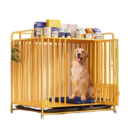 Heavy Duty Indestructible Dog Crate Kennel Metal Double Door with Wheels Small Medium Large Dog House Waverit