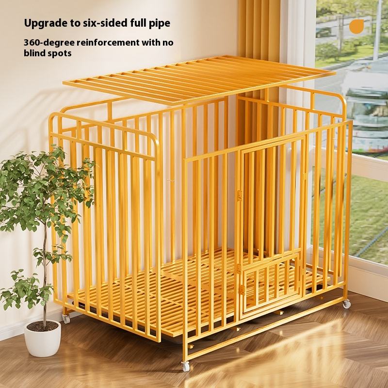 Heavy Duty Indestructible Dog Crate Kennel Metal Double Door with Wheels Small Medium Large Dog House Waverit