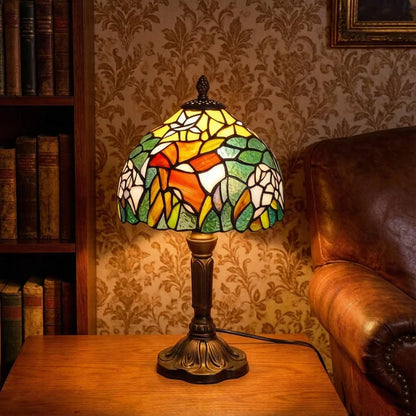 Rose Flower Stained Glass Table Lamp, Elegant Beside Light Lamp for Livingroom, Bedroom Waverit