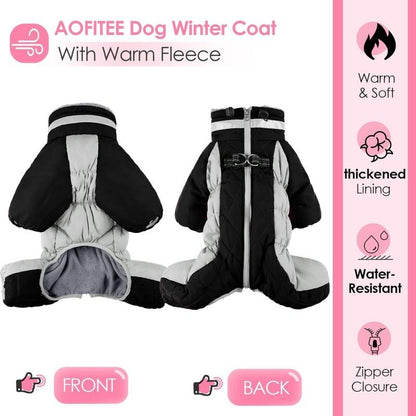 Reflective Dog Coat – Waterproof High Neck Winter Jacket with Harness Opening & Full Coverage Waverit