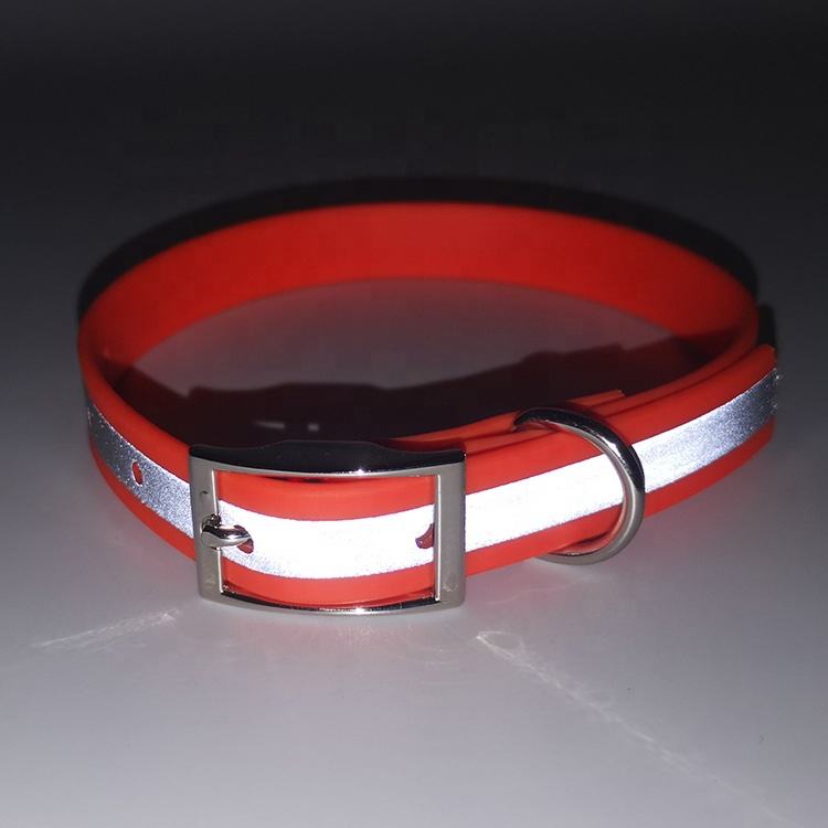 Waterproof Reflective PVC Coated Dog Collar Solid Pattern with Lace Decoration Waverit