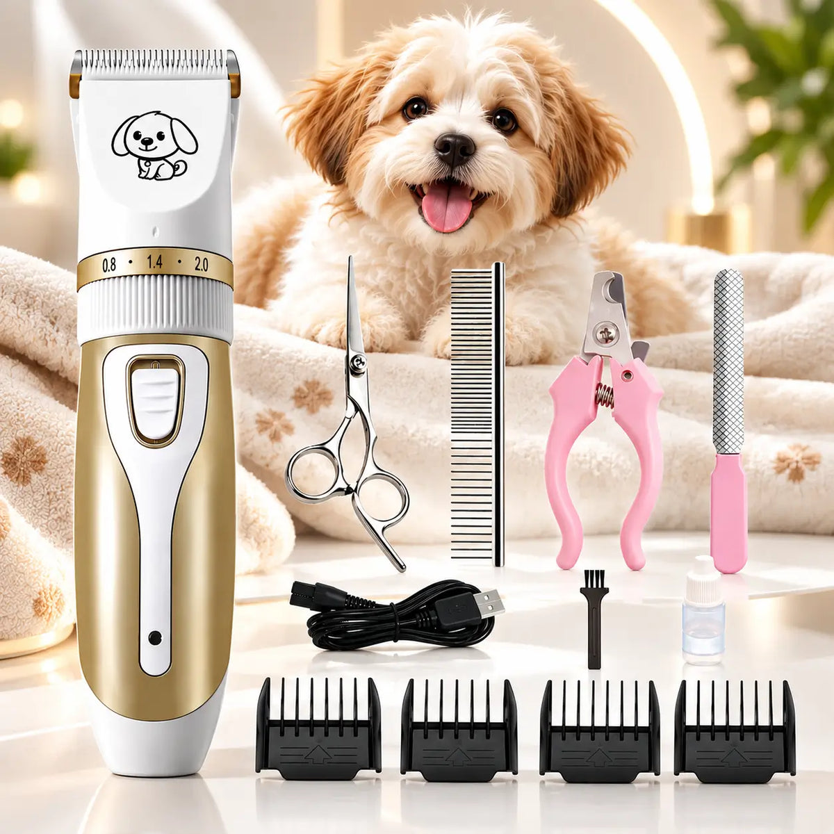 Dog Hair Trimmer – Professional Pet Grooming Clipper for Dogs & Cats, Animal Hair Cutter Waverit