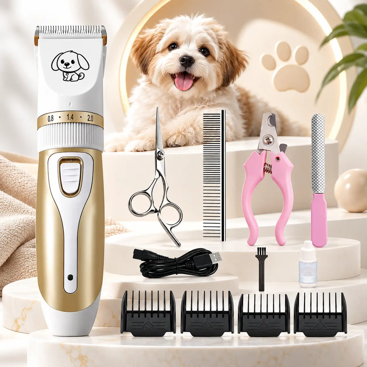 Dog Hair Trimmer – Professional Pet Grooming Clipper for Dogs & Cats, Animal Hair Cutter Waverit