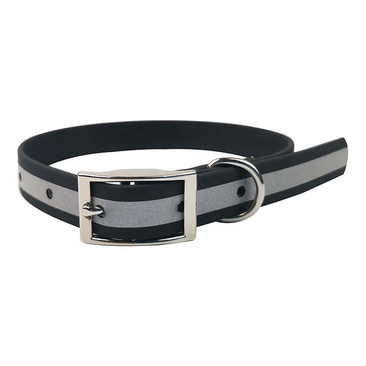 Waterproof Reflective PVC Coated Dog Collar Solid Pattern with Lace Decoration Waverit